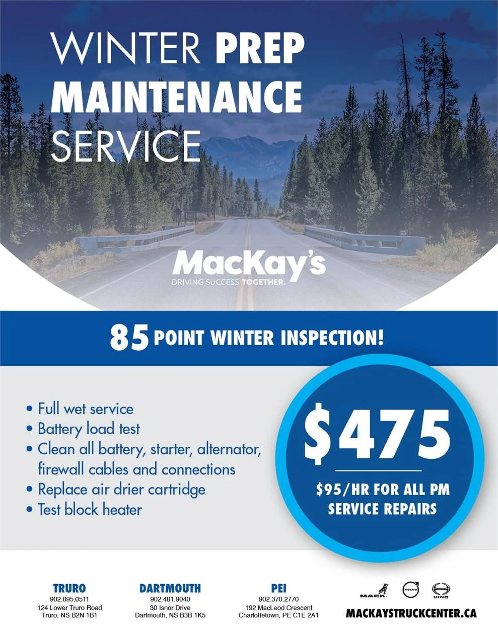 Service Specials MacKay's Truck & Trailer Center Truro Nova Scotia